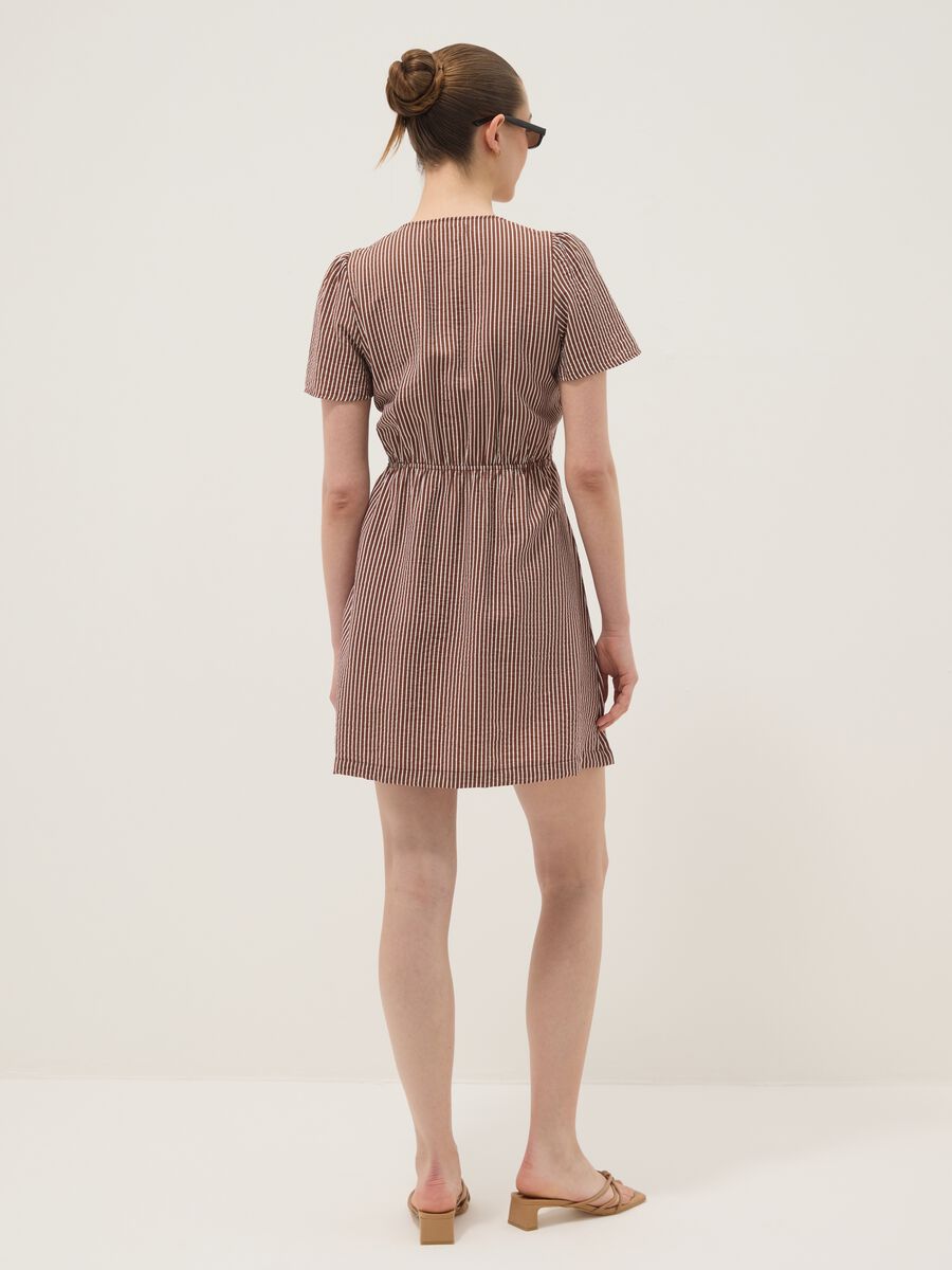 Brown striped viscose-blend shirt dress_2