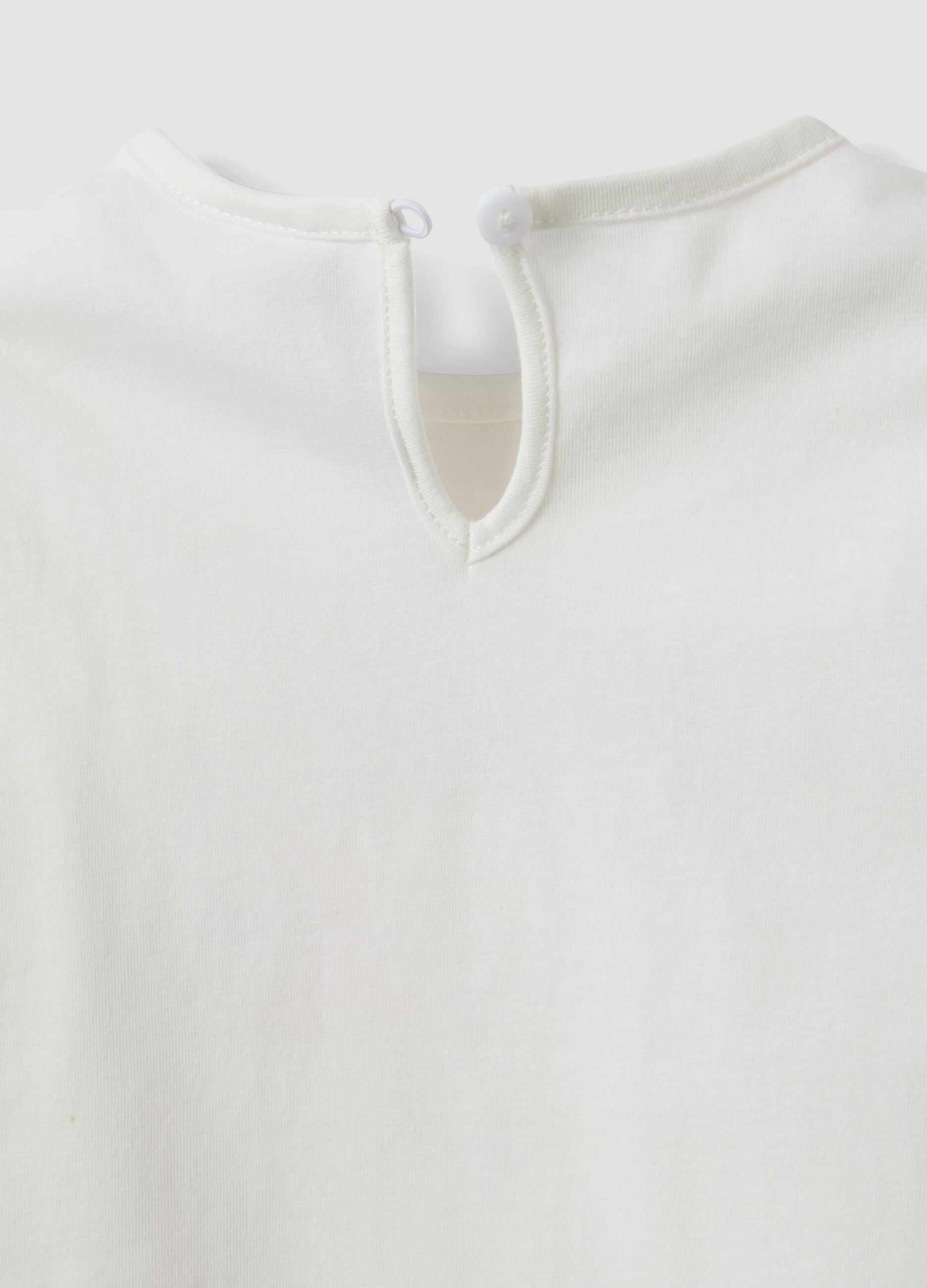 White organic cotton long-sleeve printed T-shirt for baby girl