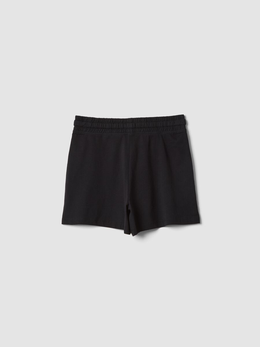 Girls&rsquo; pure cotton black shorts with elasticated waistband_4