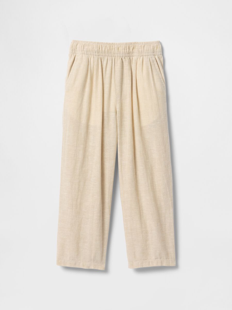 Beige linen and cotton trousers for boys_1