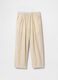 Beige linen and cotton trousers for boys_1