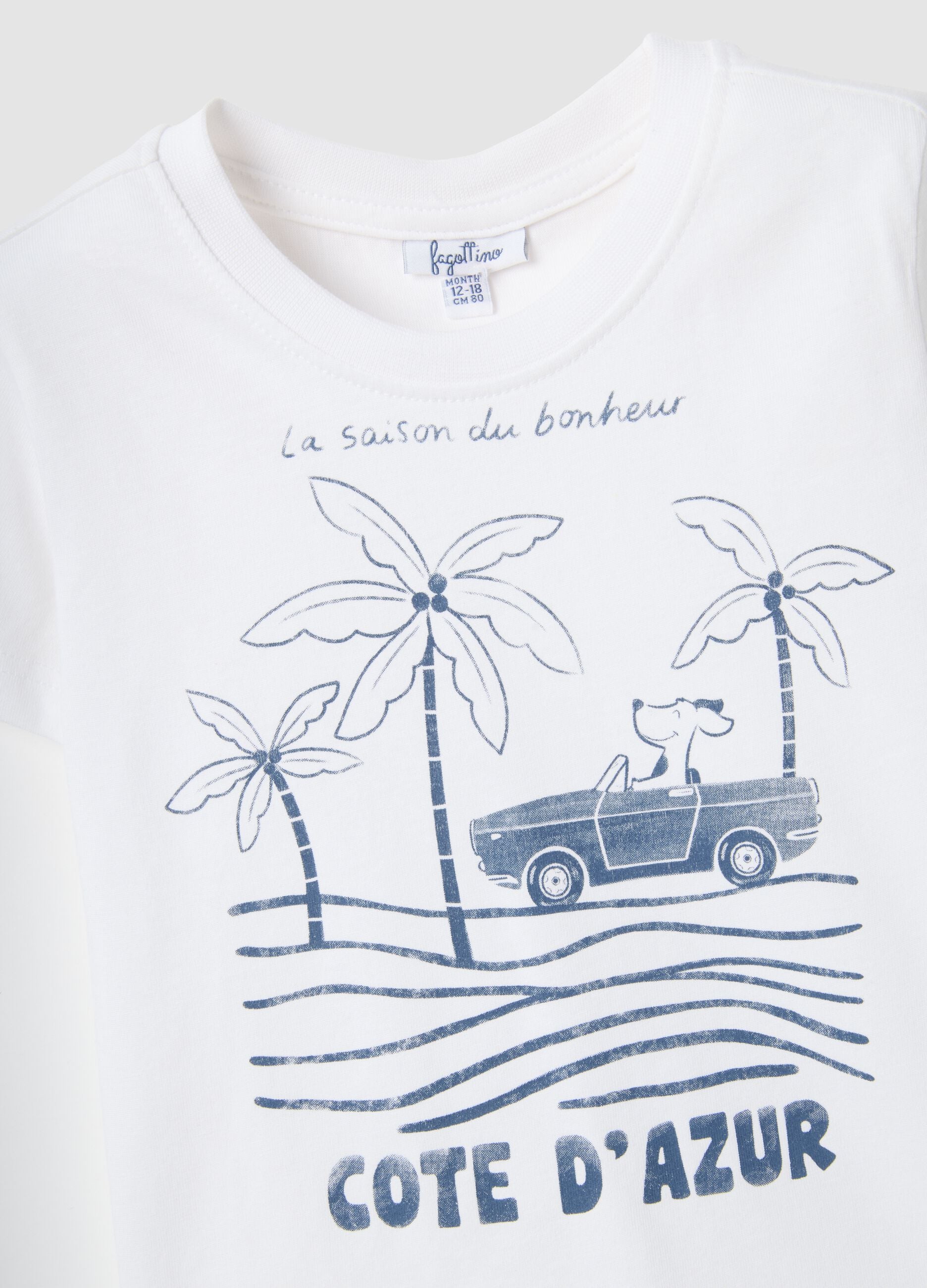White pure cotton regular fit kids' t-shirt with print