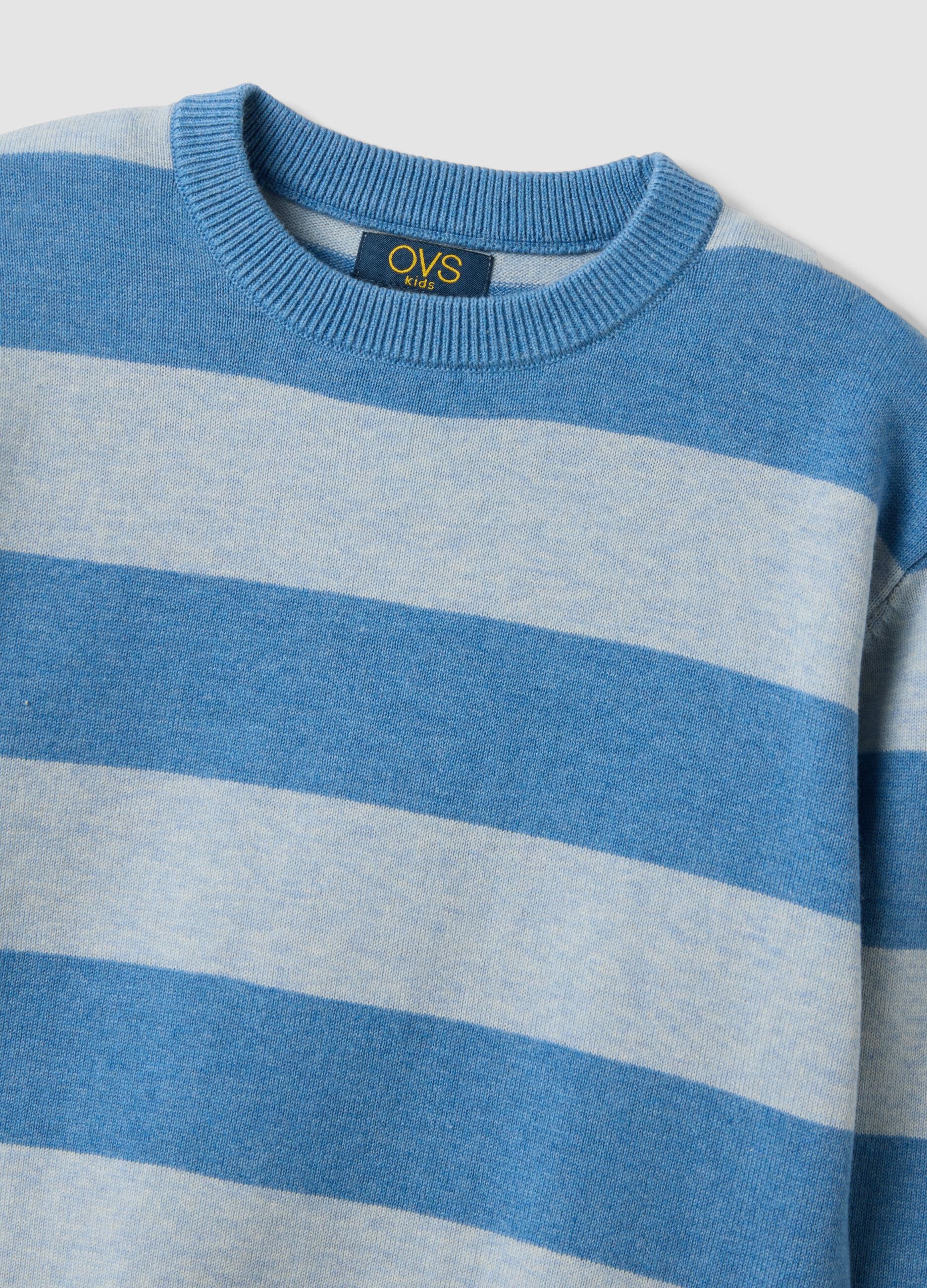 Multicolour pure cotton striped oversized fit top for boys