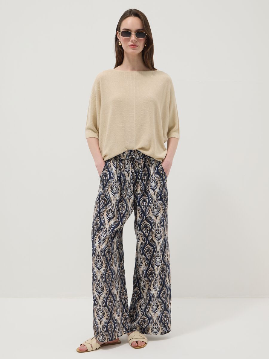T-shirt beige in misto viscosa regular fit_2