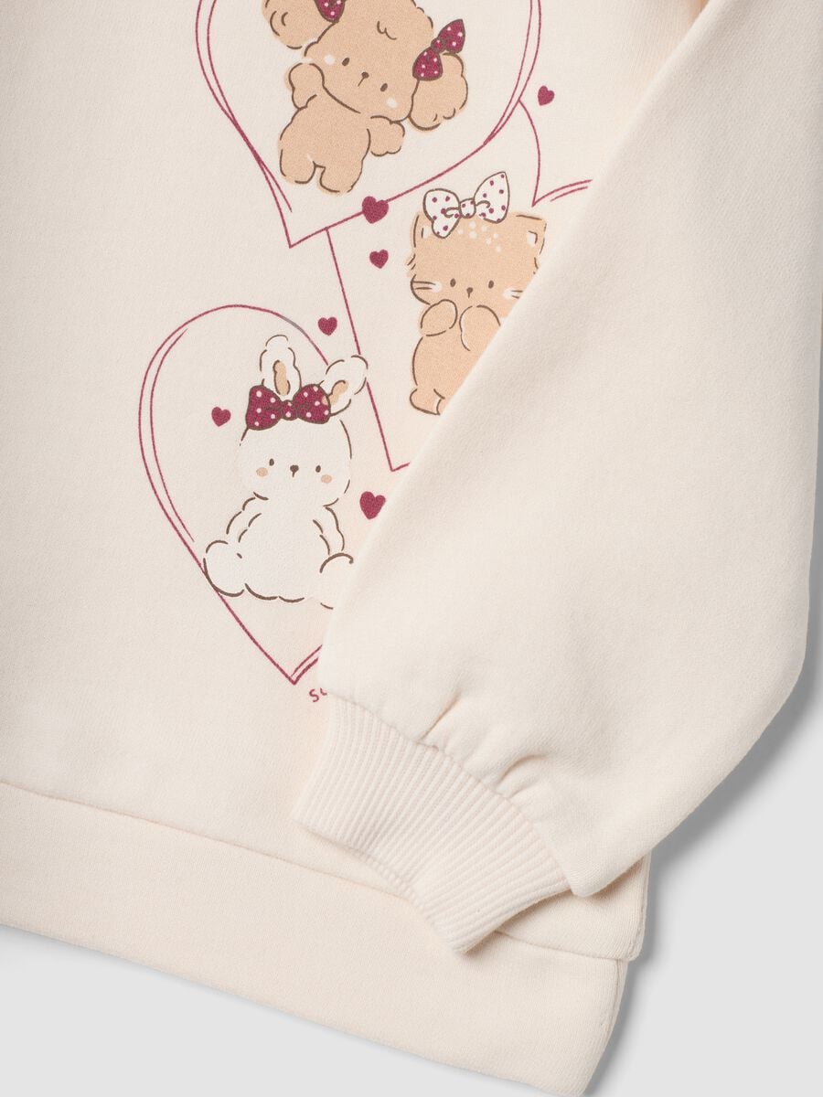 Beige pure cotton printed crew-neck sweatshirt_3
