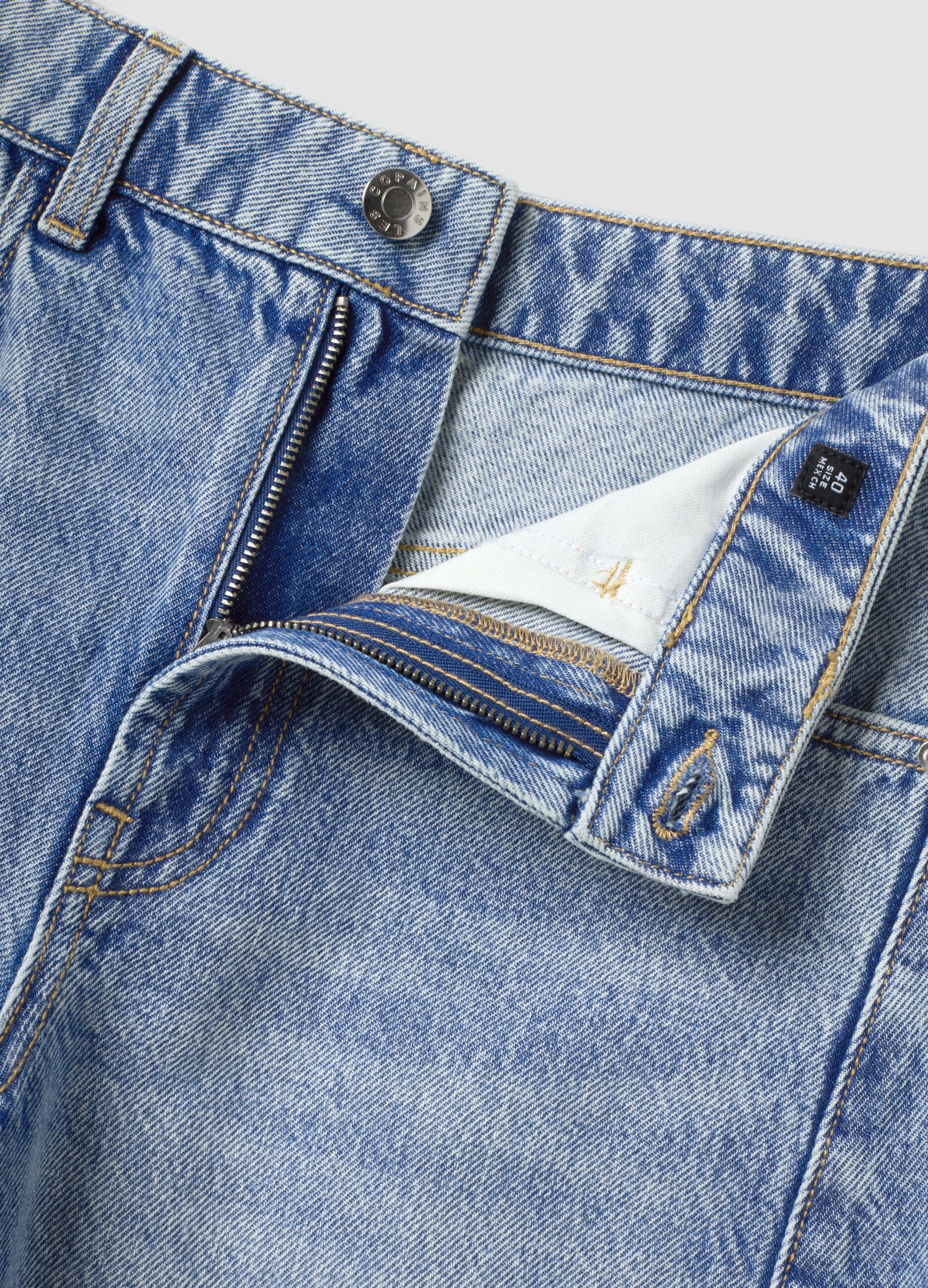 Light Blue Balloon-Fit Jeans in Pure Cotton