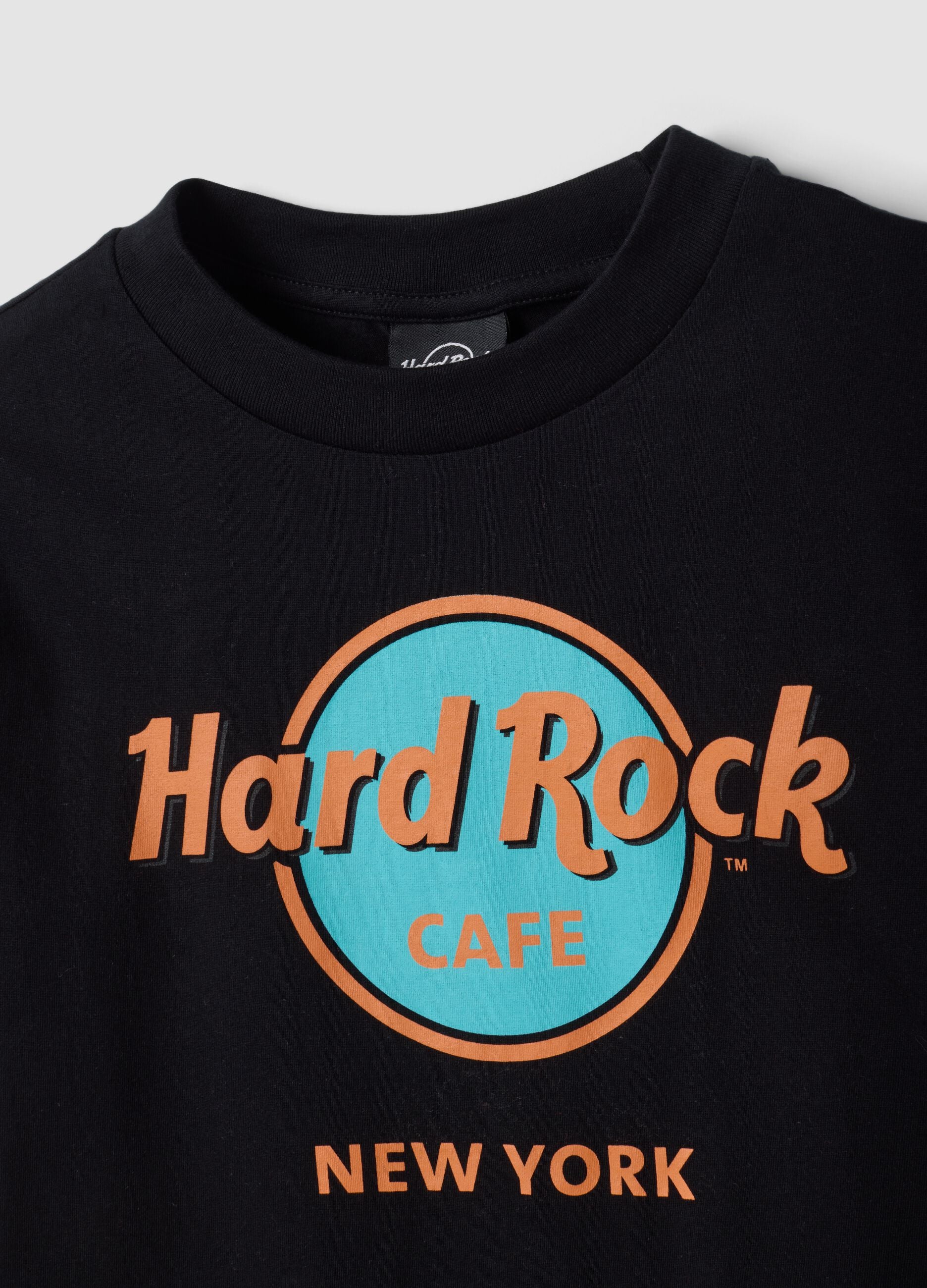 Black pure cotton T-shirt with Hard Rock Cafe print, regular fit