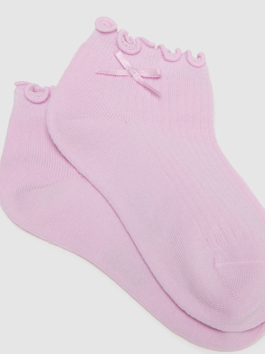 Girls' Multicolour Cotton Blend Socks Tripack with Bow_2