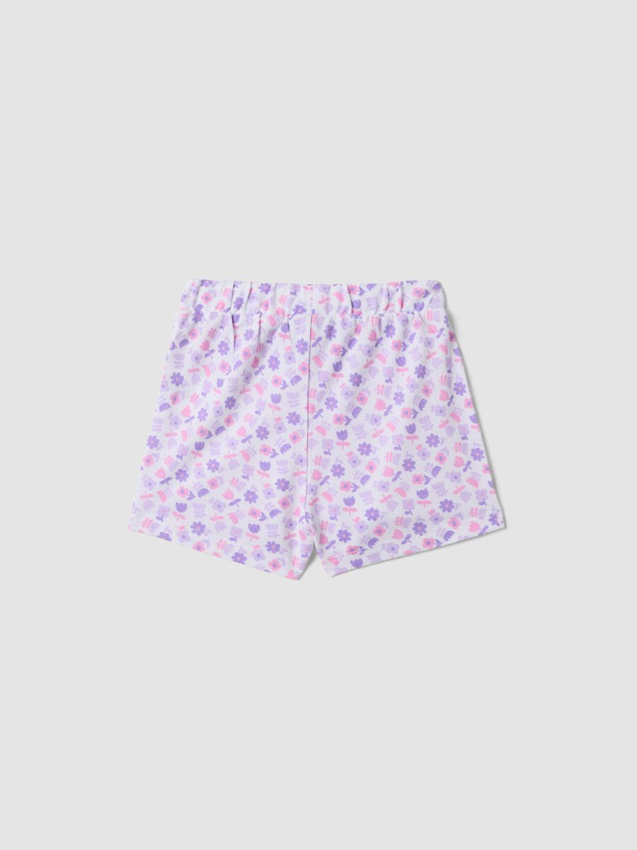 Purple pure cotton floral-print shorts for baby girls, regular fit_1