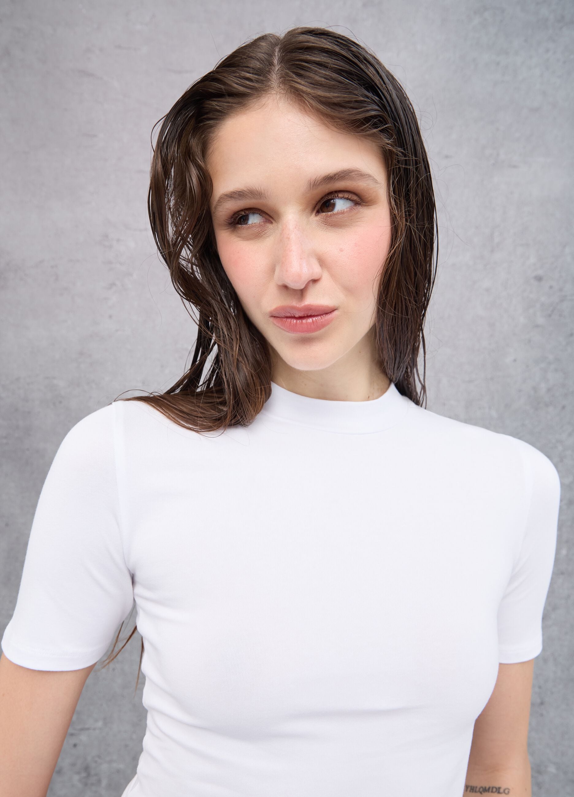 Mockneck White T-shirt