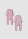 Two-pack of pink stretch organic cotton blend sleepsuits with zip for baby girl_0