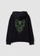 Black oversized pure cotton gaming hoodie for boys_5