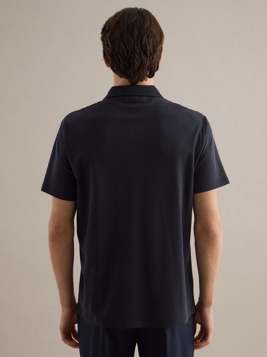 Black regular-fit polo in pure mercerised cotton_3