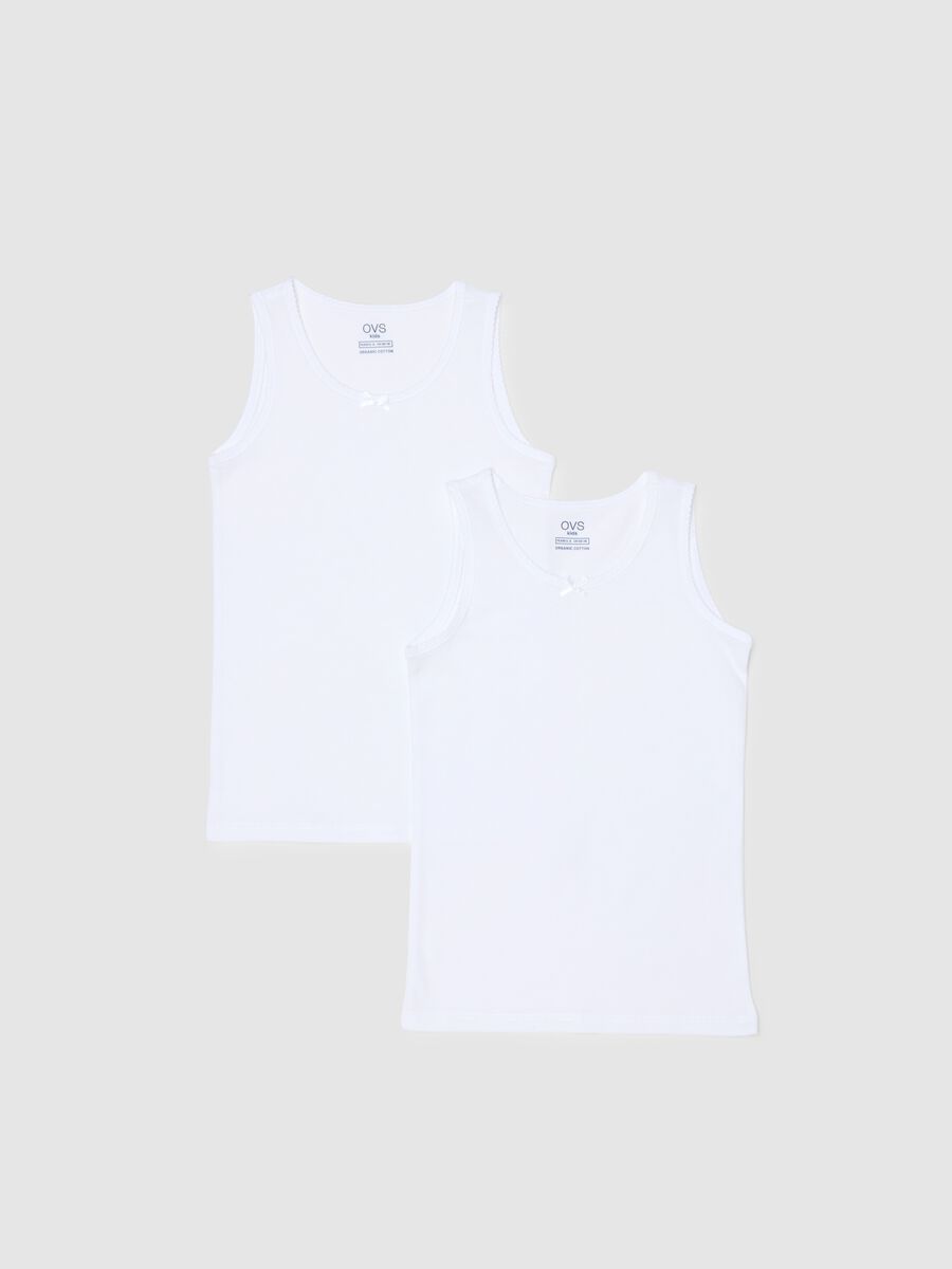 Bipack canottiere bianche da bambina in puro cotone regular fit_0