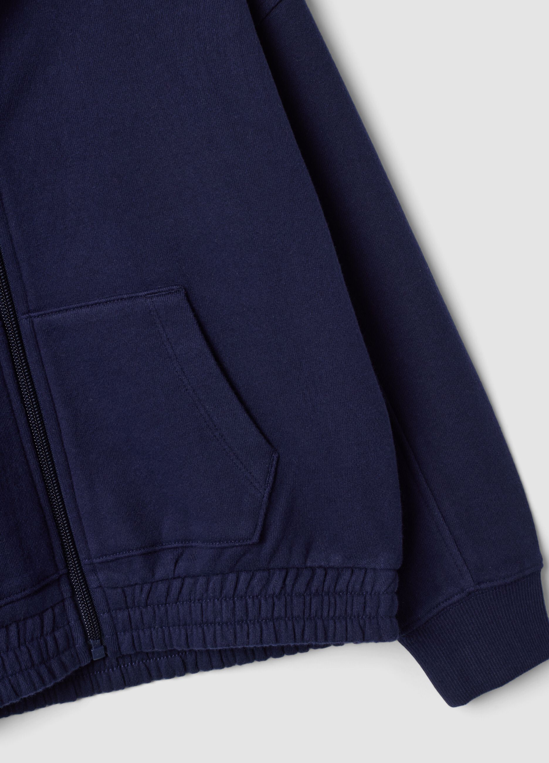 Blue pure cotton hooded sweatshirt