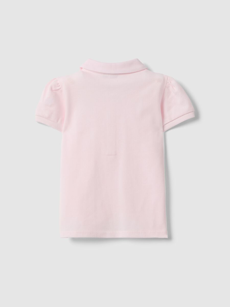 Polo in puro cotone rosa da bimba regular fit con volant_1