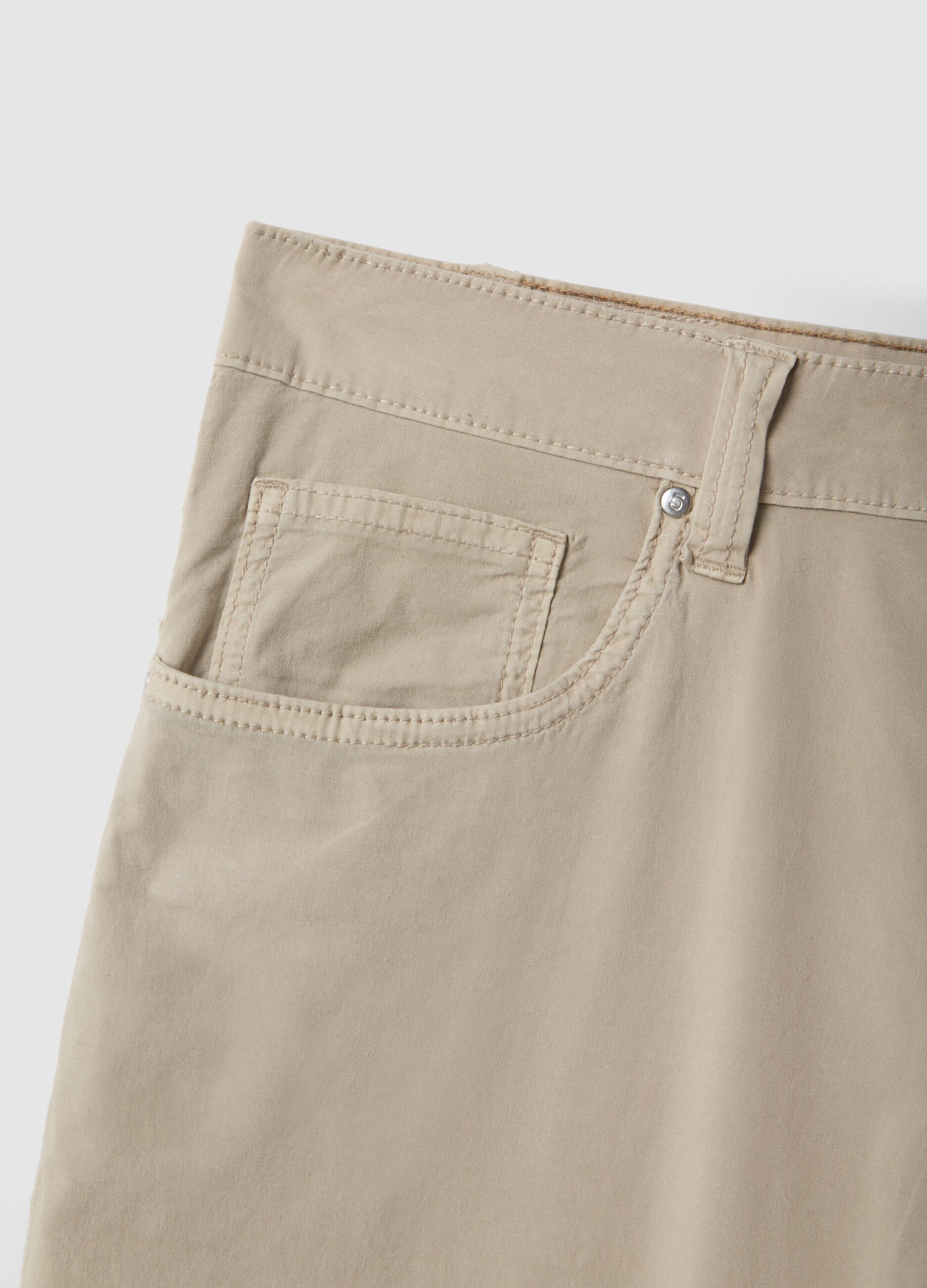 Slim fit beige stretch cotton trousers