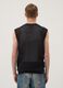 Black pure cotton mesh sleeveless top, oversized fit_4