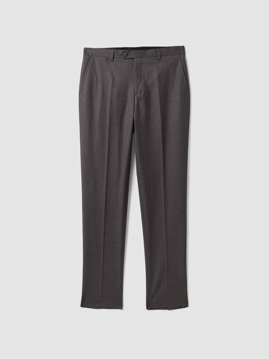 Abito completo grigio in viscosa elasticizzata con rever classico_7