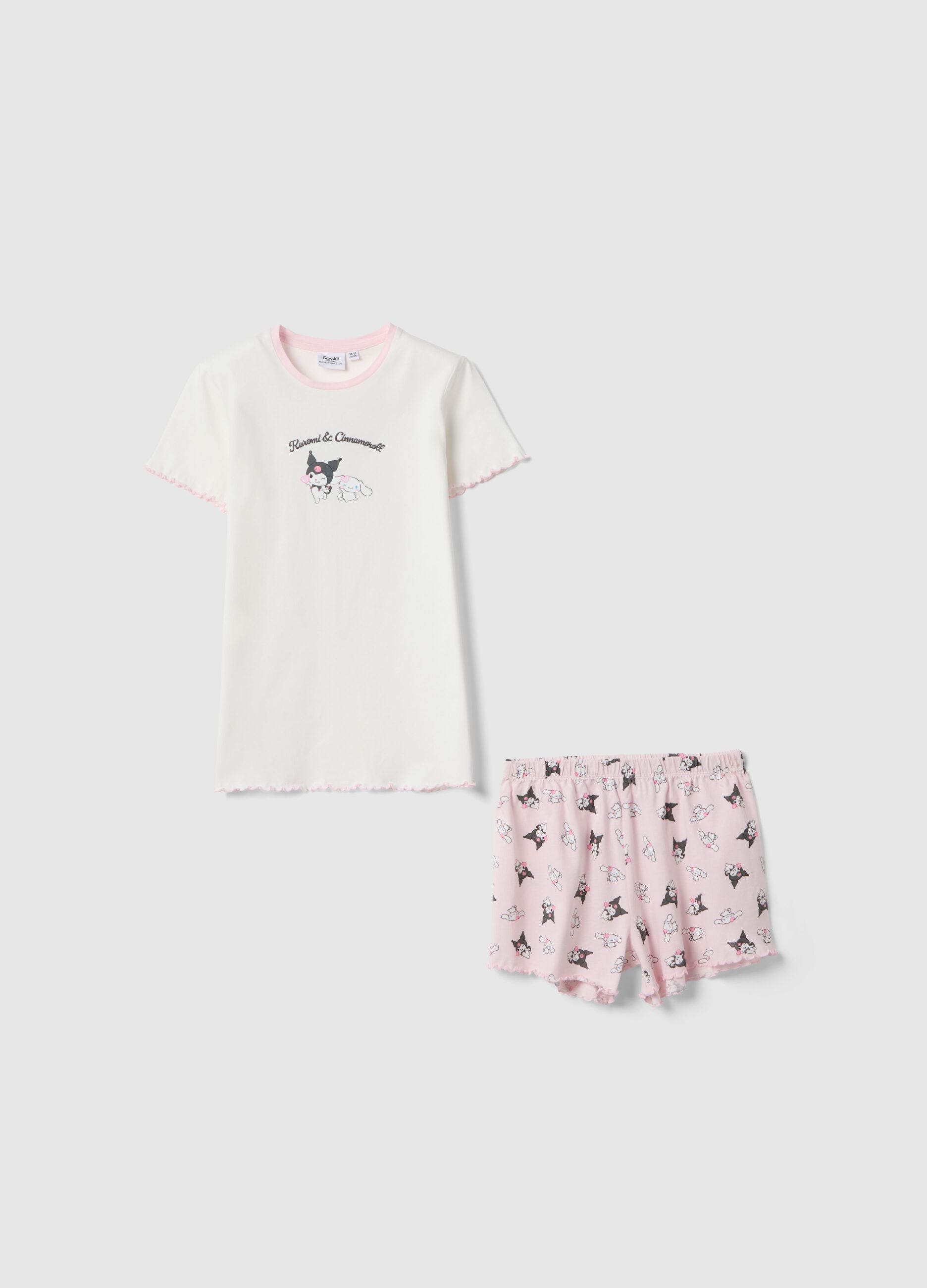 Multicolour short cotton pyjama for girls with Kuromi