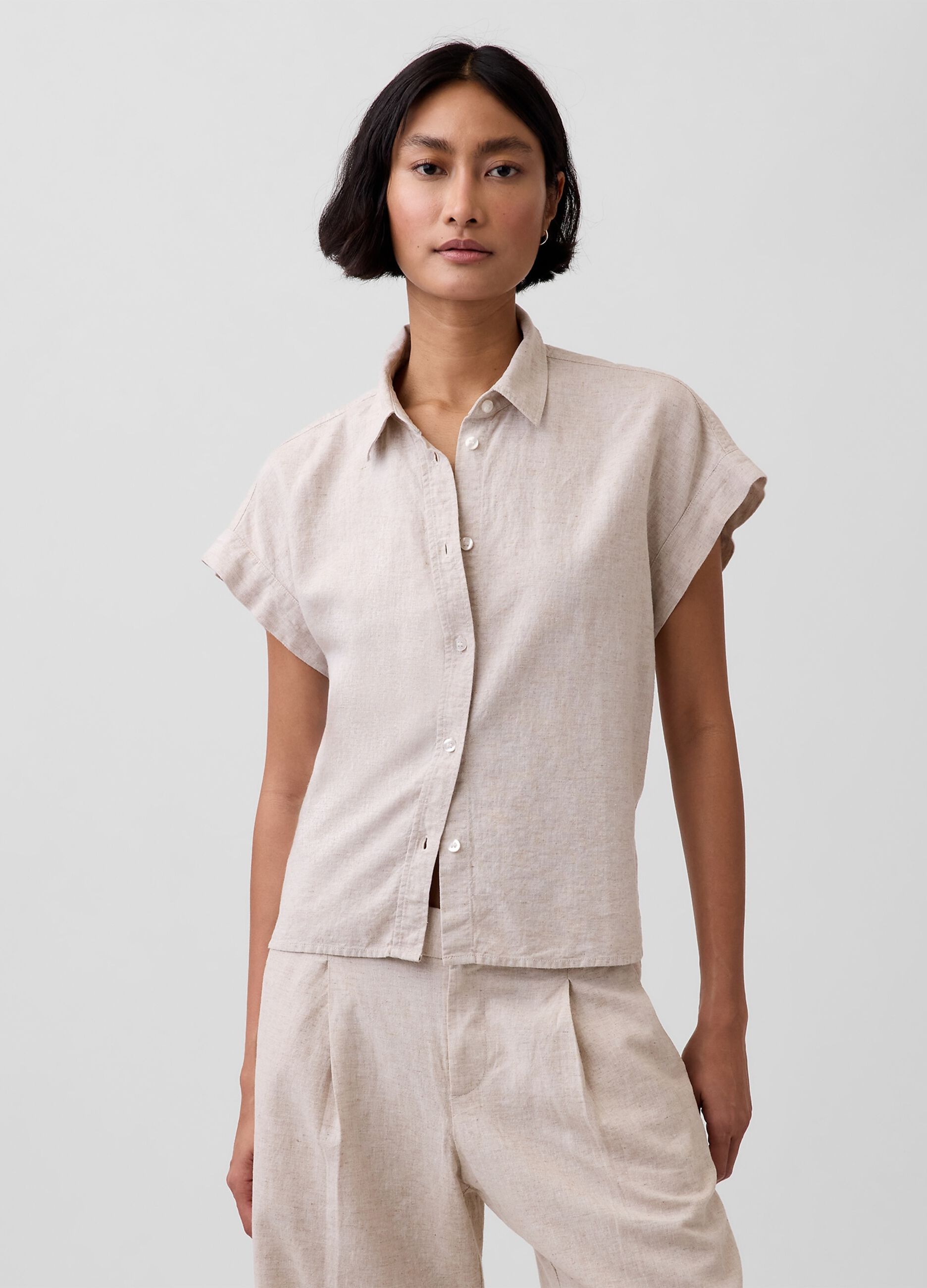 Linen-blend shirt