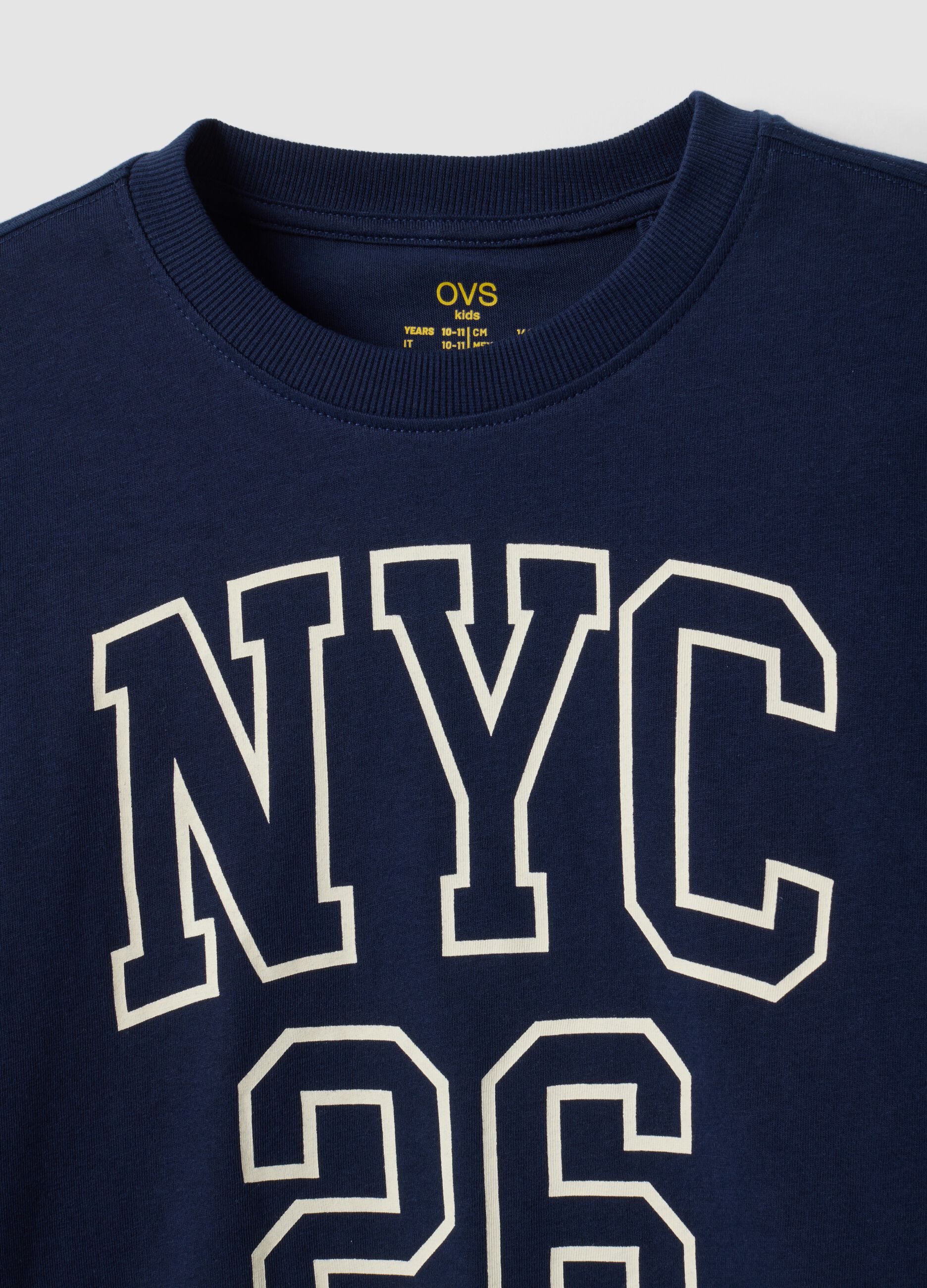 Blue organic cotton graphic print T-shirt for boys