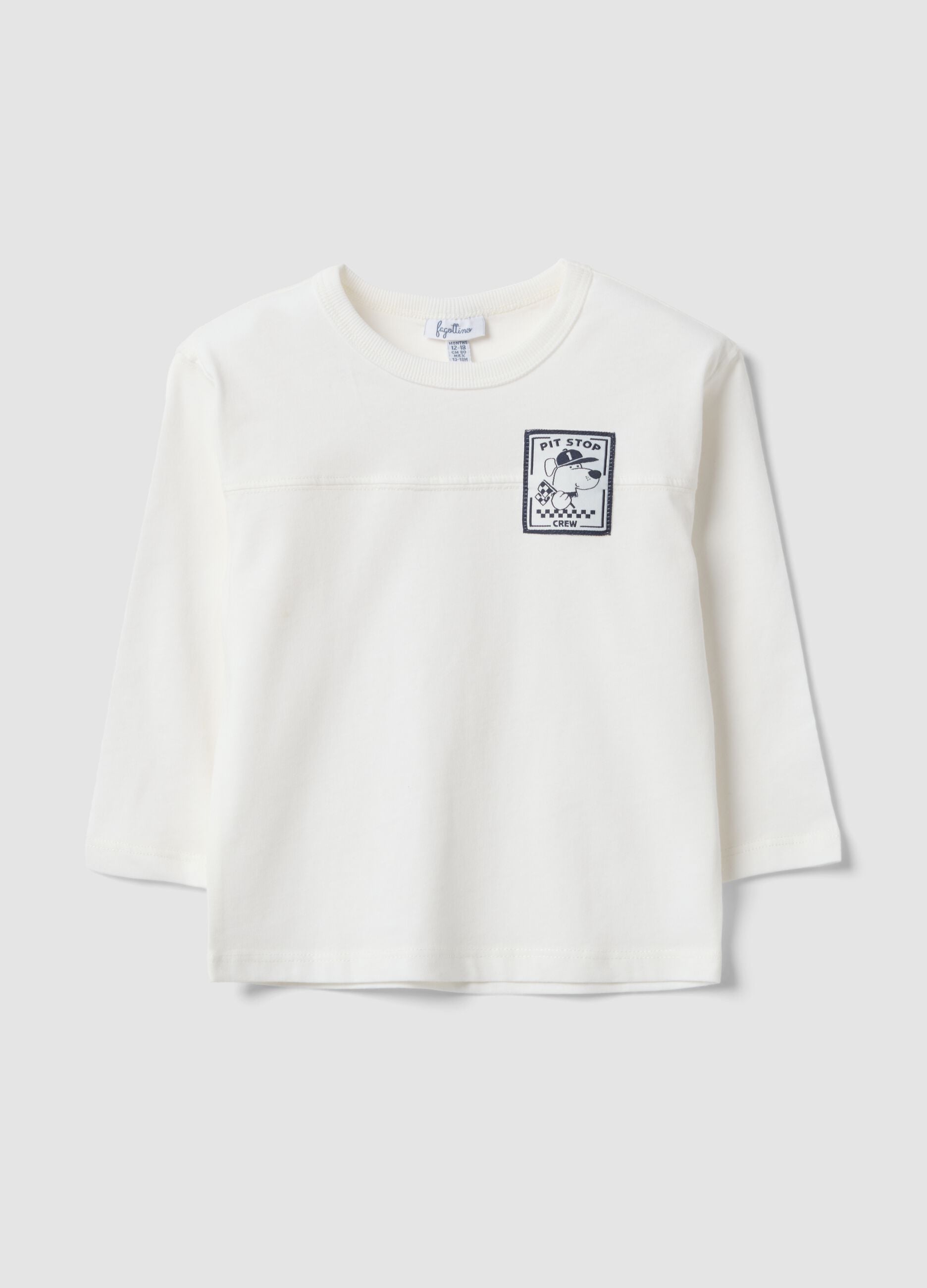 White organic cotton T-shirt with print for baby boy