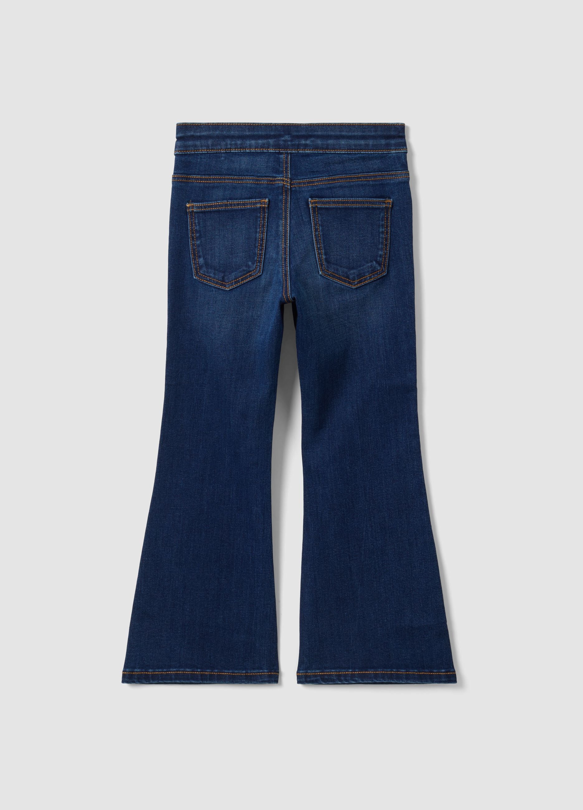 Girls&rsquo; blue flared jeans in stretch cotton and viscose