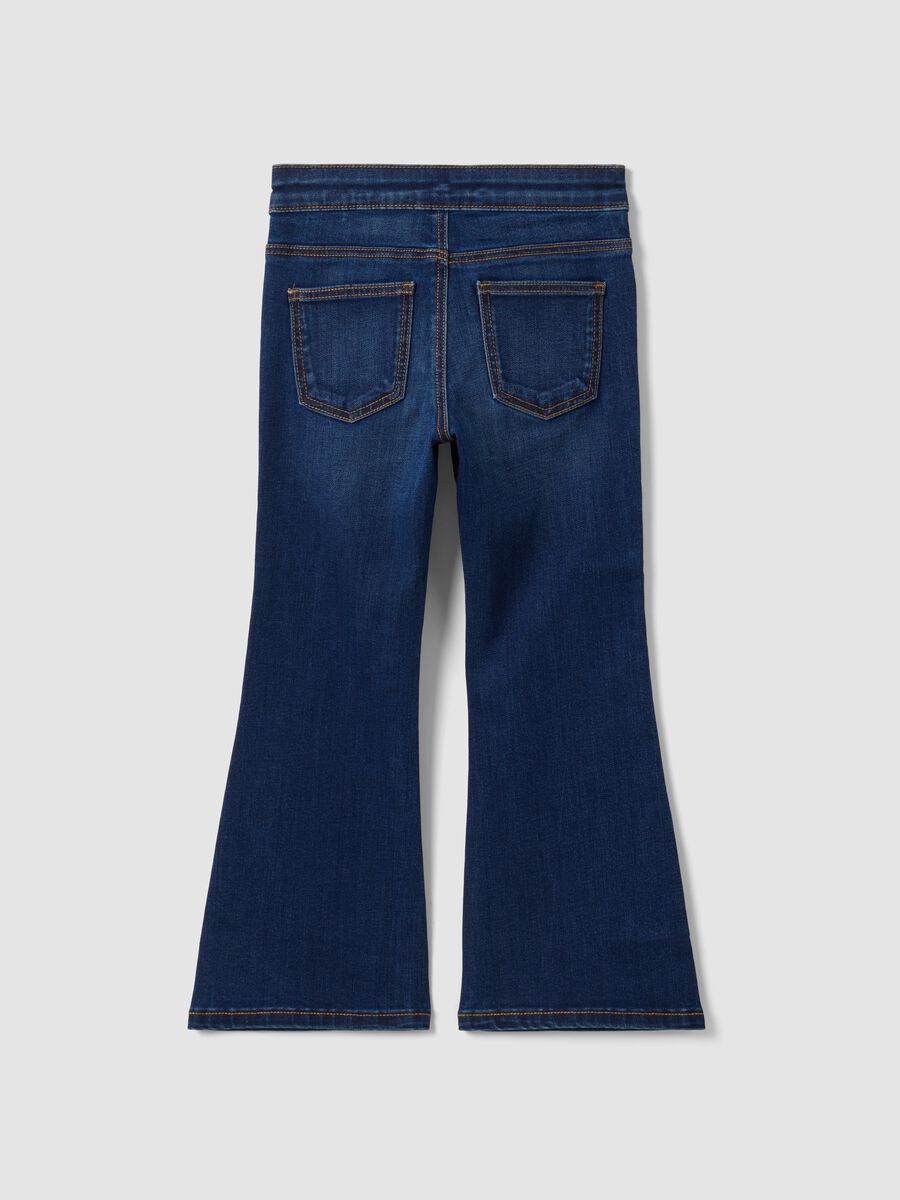 Girls&rsquo; blue flared jeans in stretch cotton and viscose_1