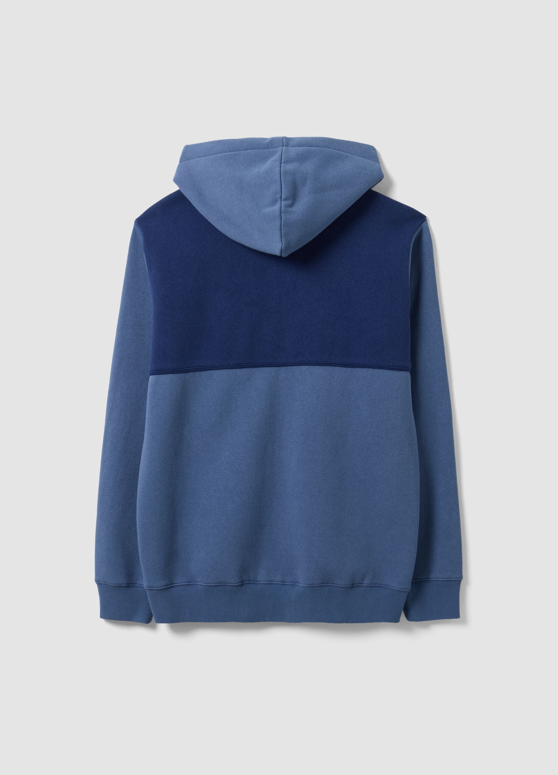 Blue cotton-blend hooded sweatshirt with logo