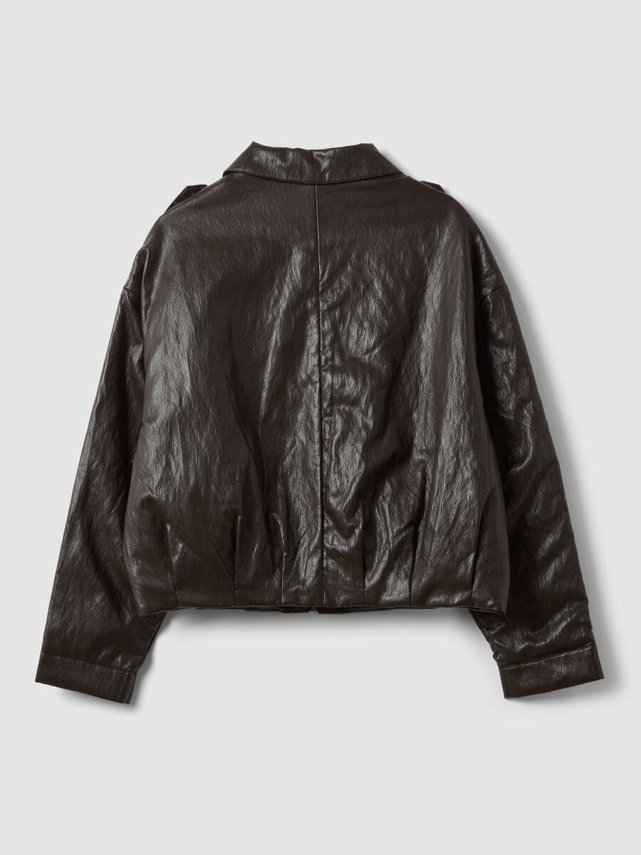 Giacca marrone in misto cotone con zip regular fit_2