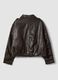 Giacca marrone in misto cotone con zip regular fit_2