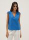 Blue pure cotton V-neck blouse, regular fit_2