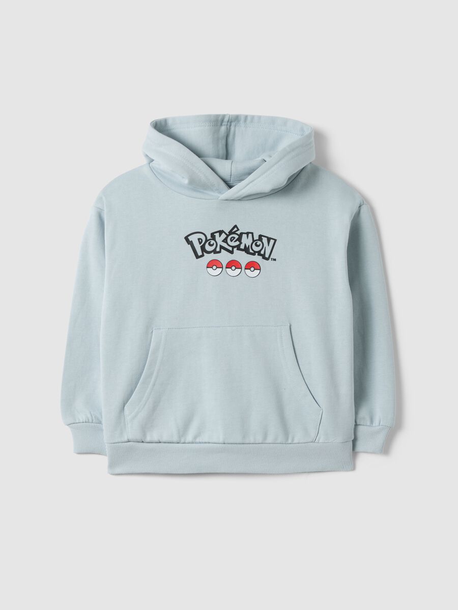 Blue cotton blend sweatshirt for kids with Pikachu print_0