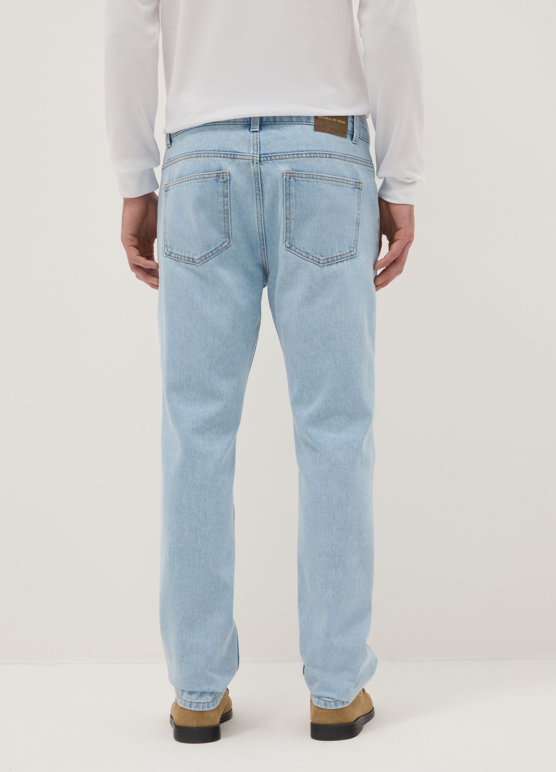 Slim fit blue cotton blend jeans