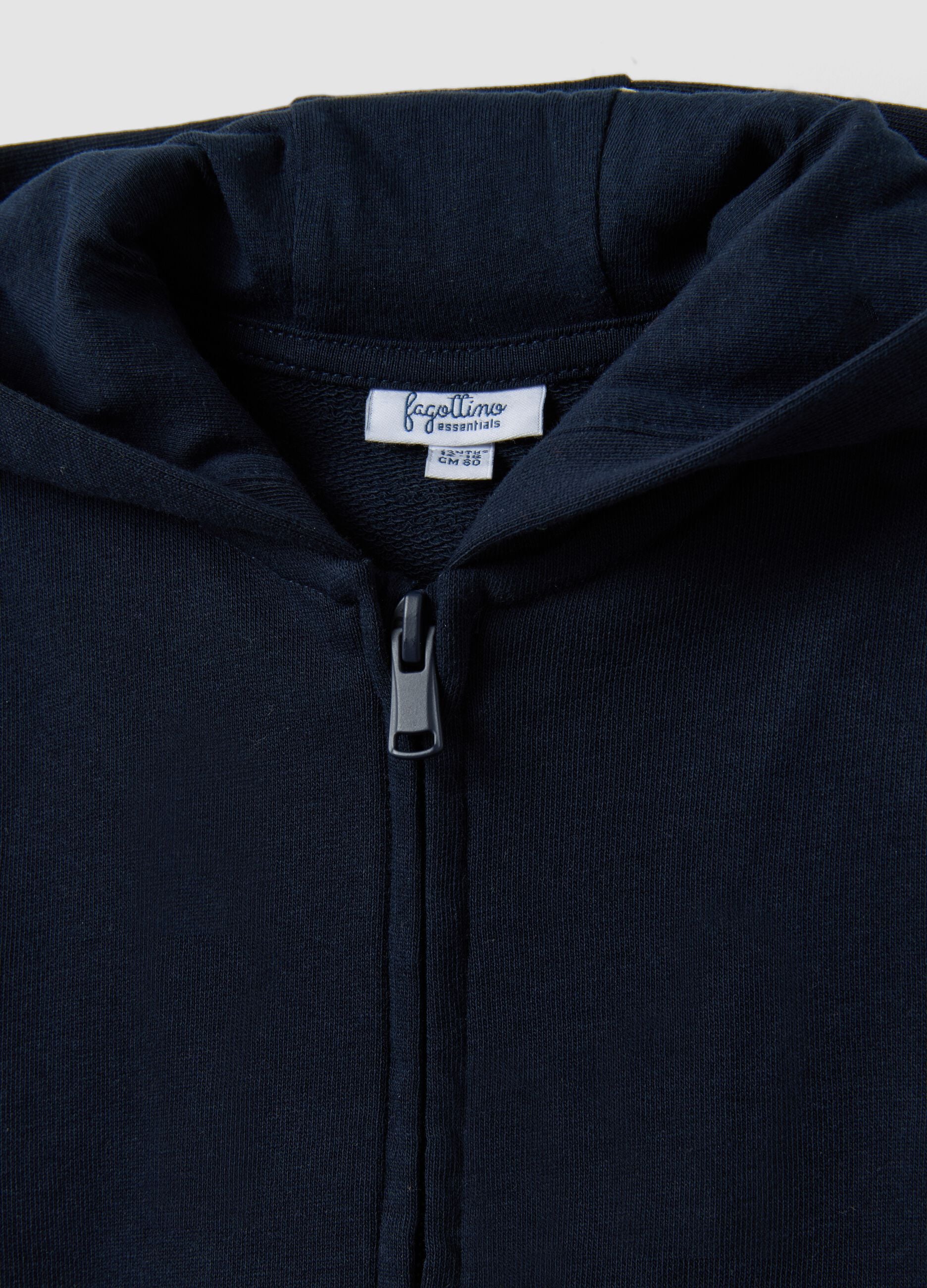 Blue hooded sweatshirt in pure organic cotton, regular fit for baby boy