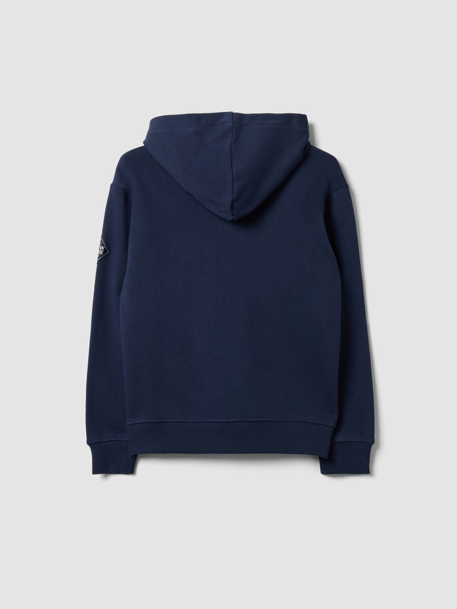 Blue pure cotton hoodie with crew neck_2
