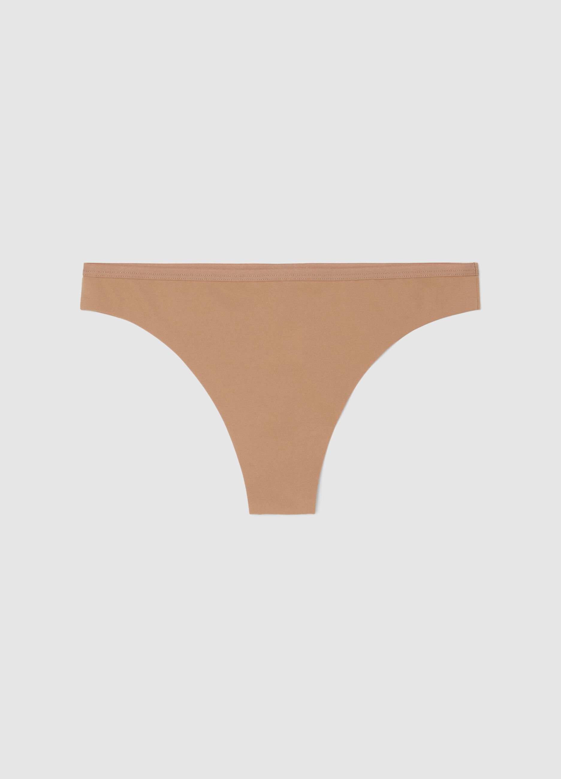 Beige Slim Fit Brazilian Briefs