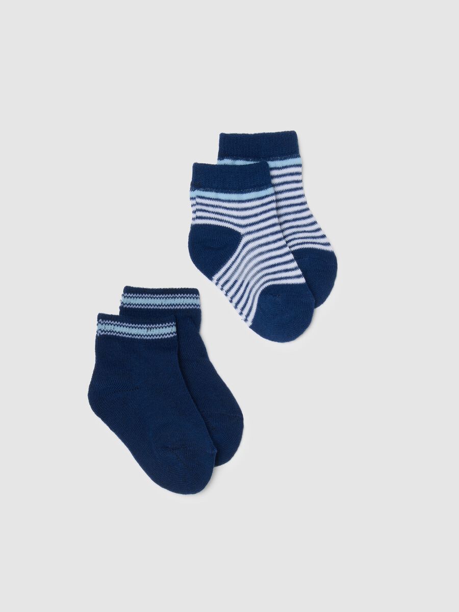 Pack of short cotton blend striped socks for infants_0