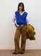 Blue pure wool gilet with deep V-neck_1