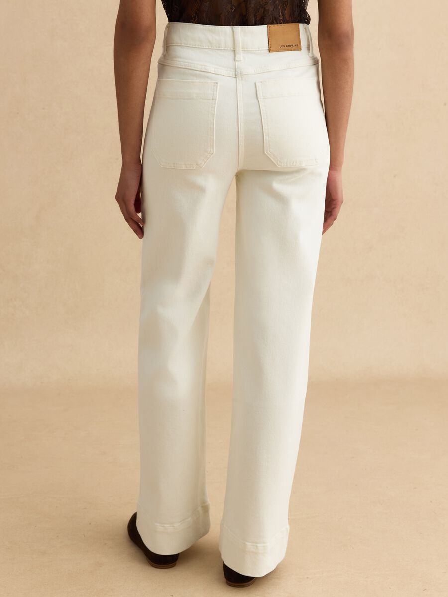 Pantaloni in cotone elasticizzato bianchi regular fit_2