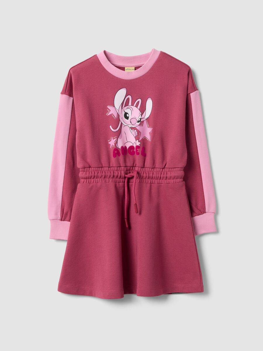 Abito rosa in misto cotone con stampa Lilo & Stitch per bambina_0