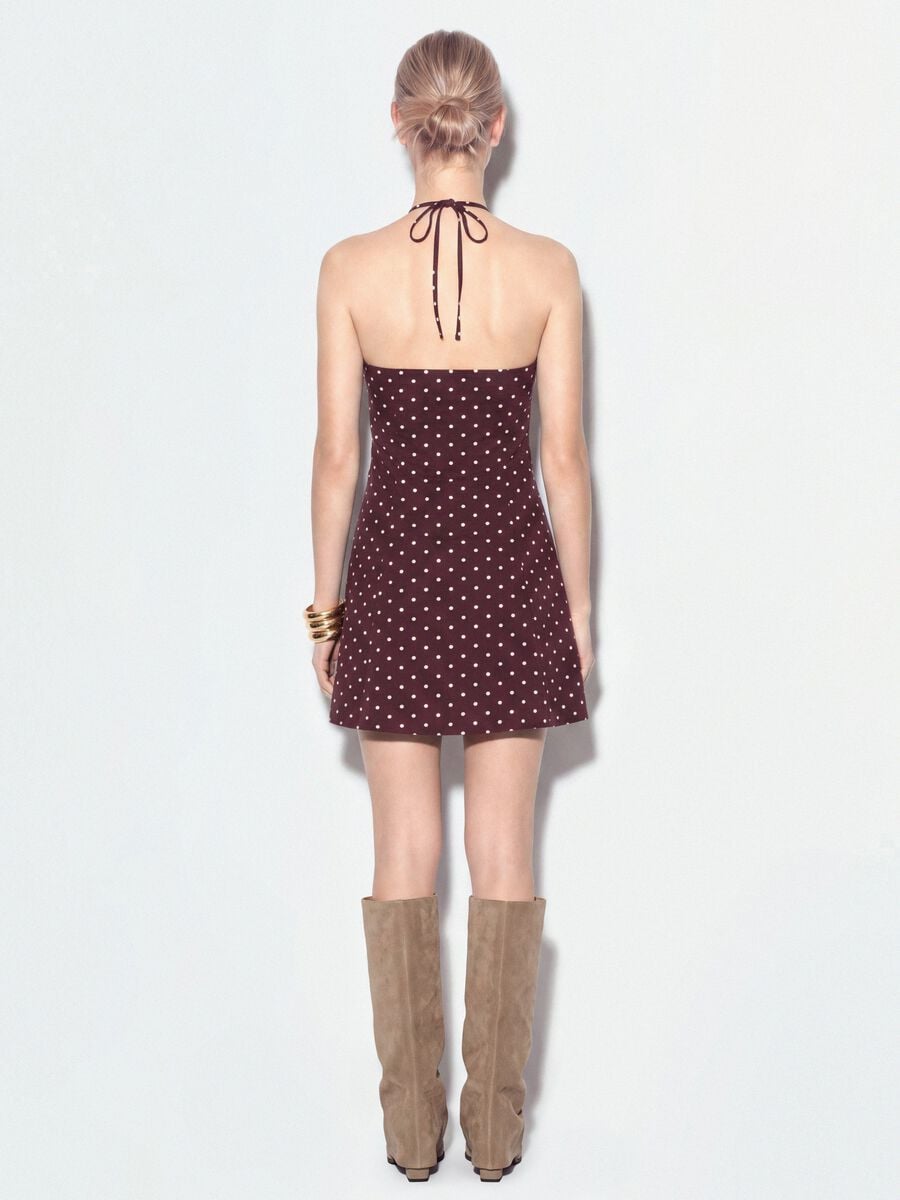 Brown polka-dot dress in viscose blend_2