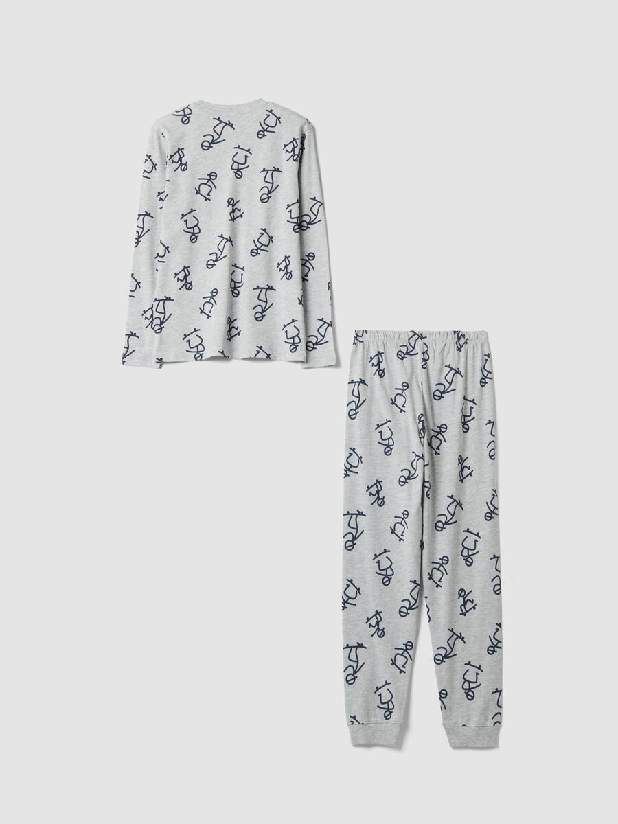 Grey organic cotton-blend pyjamas with all-over print for boys_1