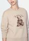 Beige cotton-blend crew-neck sweatshirt with teddy print_3