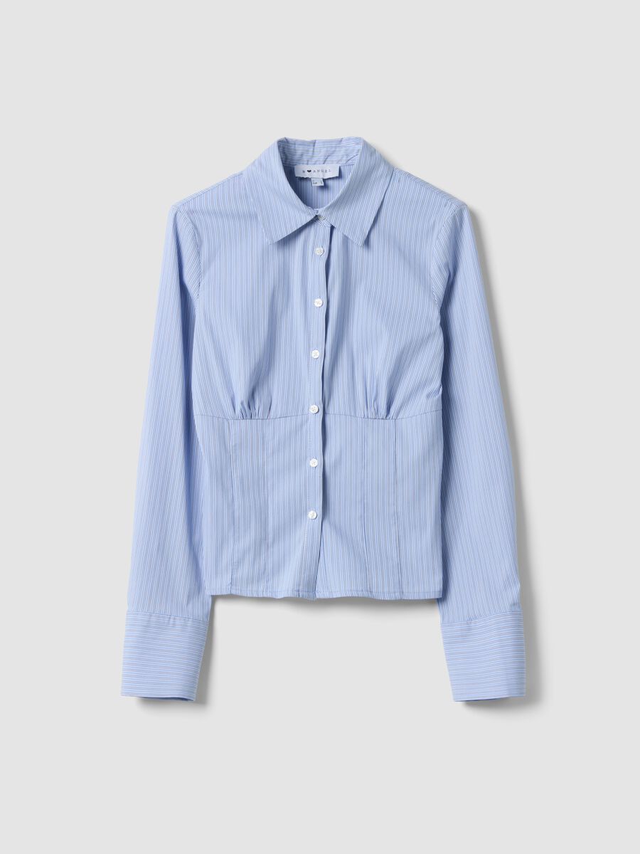 Blue striped slim-fit stretch cotton shirt_4