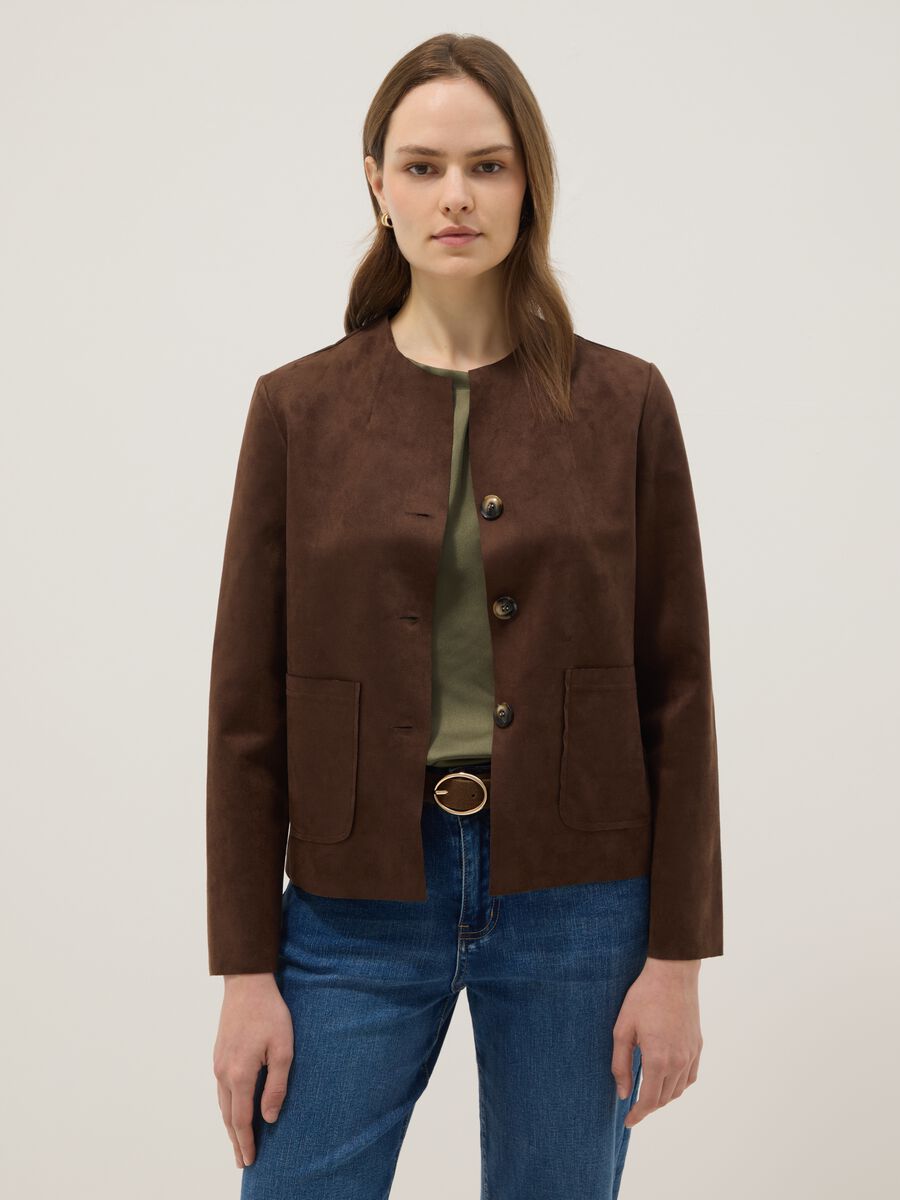 Brown regular-fit jacket with front pockets_0