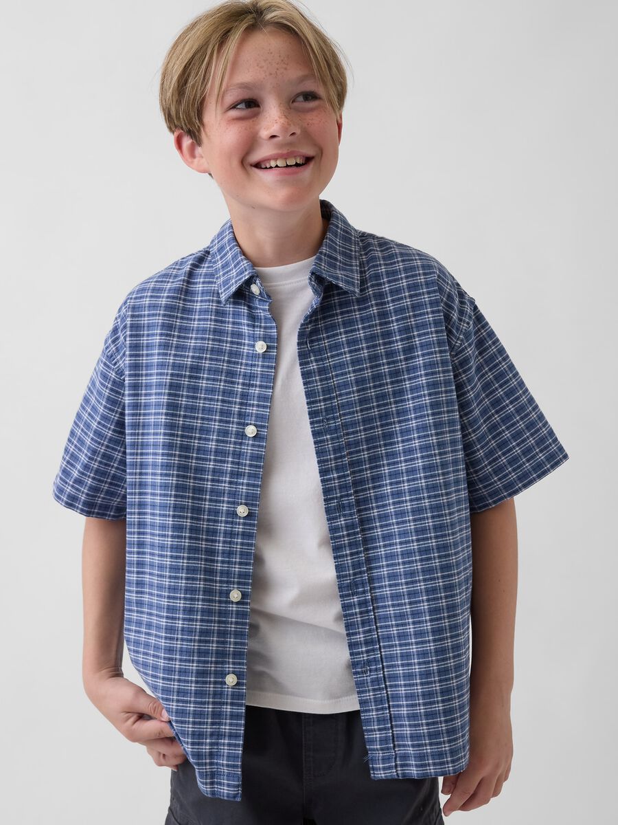 Short-sleeve stretch cotton shirt_0
