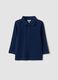 Blue long-sleeve polo shirt in pure organic cotton for baby boy_0