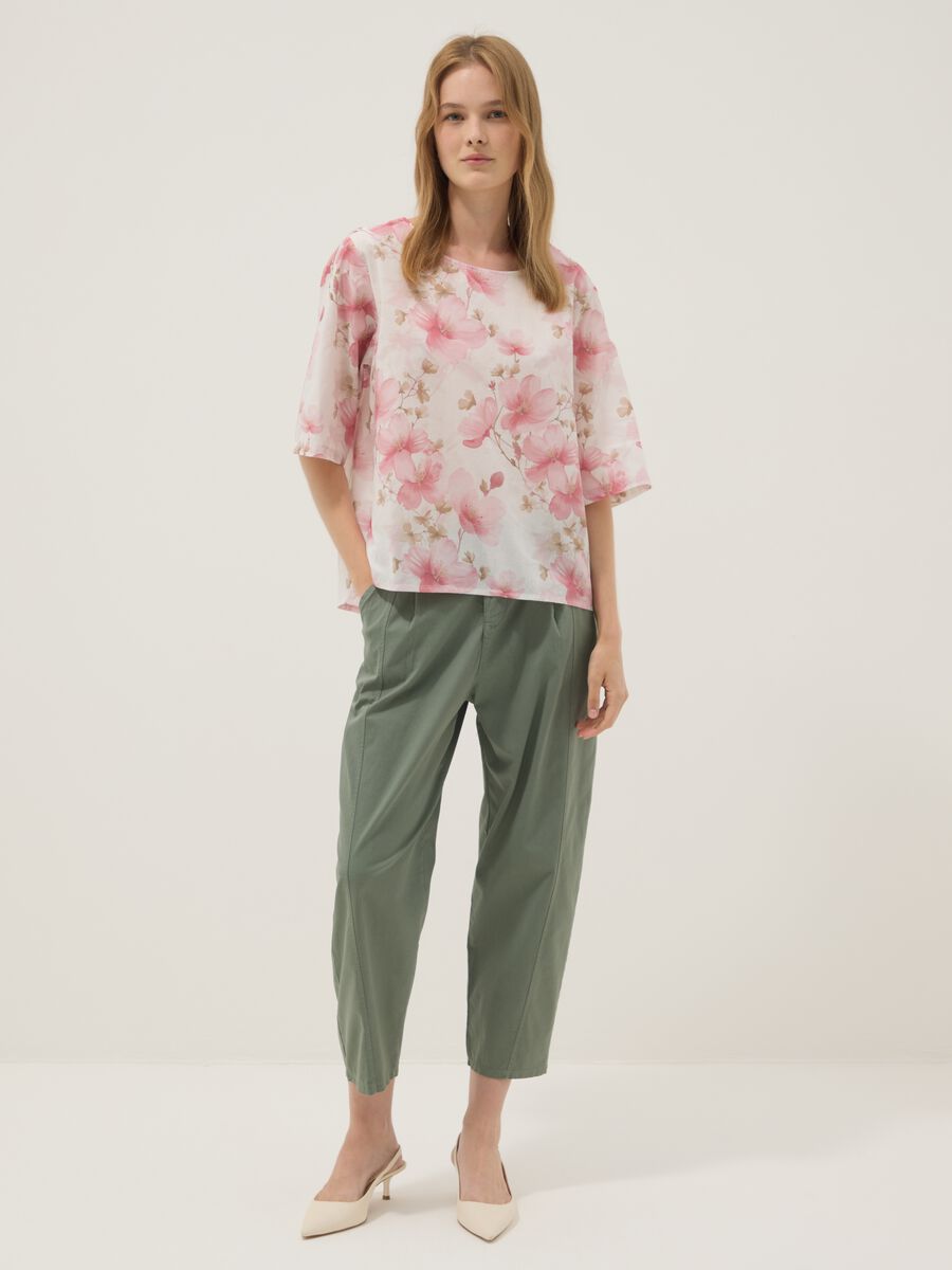 Pink pure cotton top with floral print_2